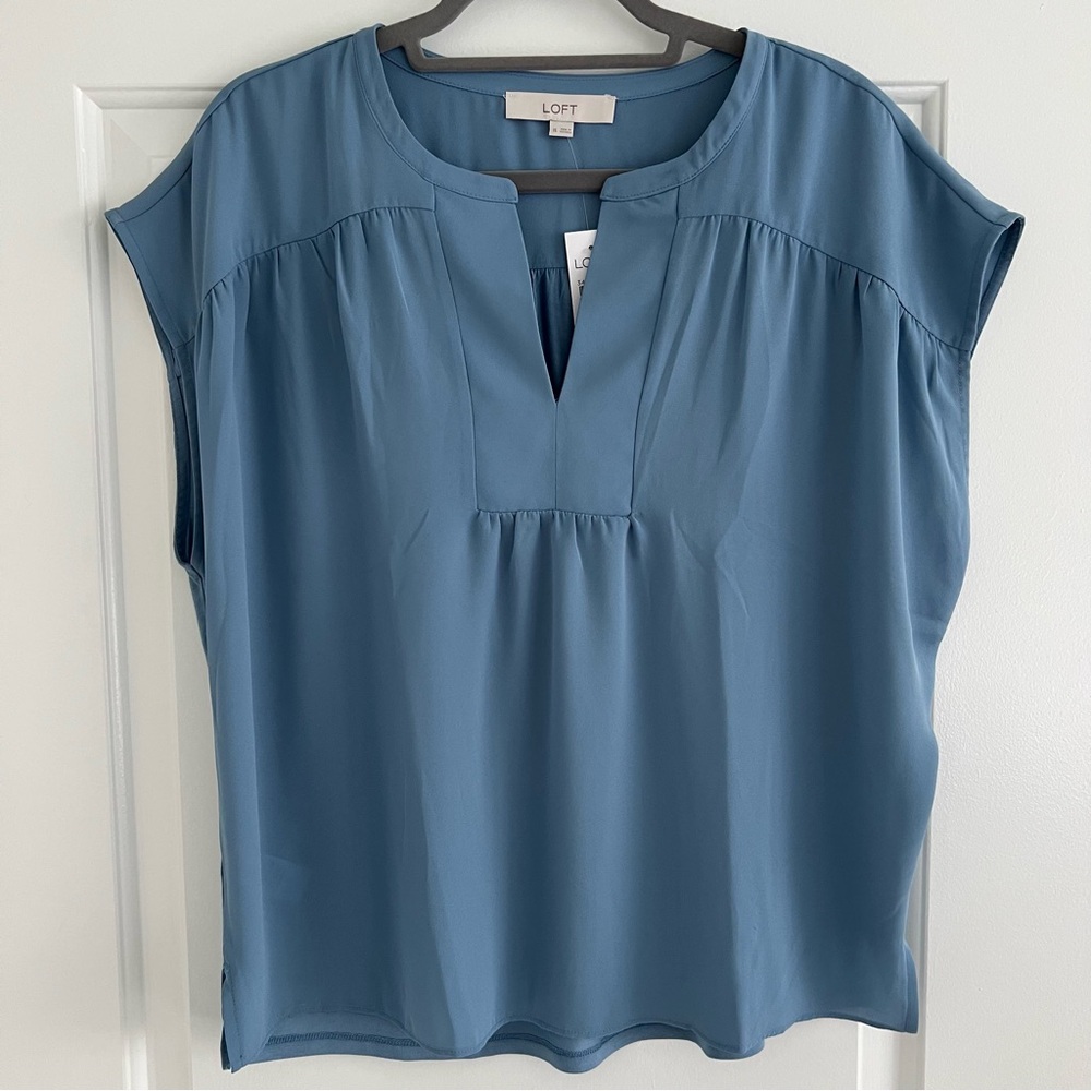 LOFT Blue Cap Sleeve Blouse